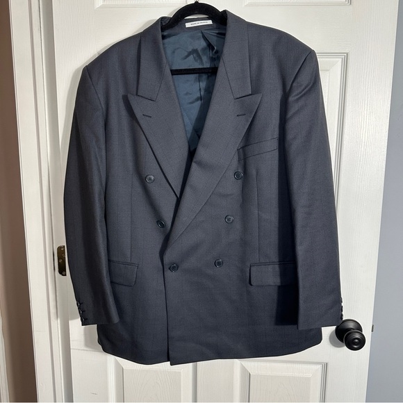 Vintage Yves St. Laurent wool blazer, no size tag, double breasted, blue - Picture 1 of 13